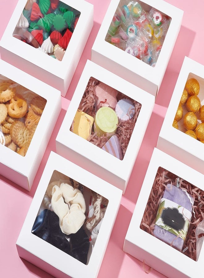 BENECREAT 16Packs 5.5x5.5x2inch Clear PVC Square Window Gift Boxes, White Kraft Paper Present Boxes for Wedding Favor, Festival Gift Packaging, Chocolates, Cookies Small Crafts - Image 4